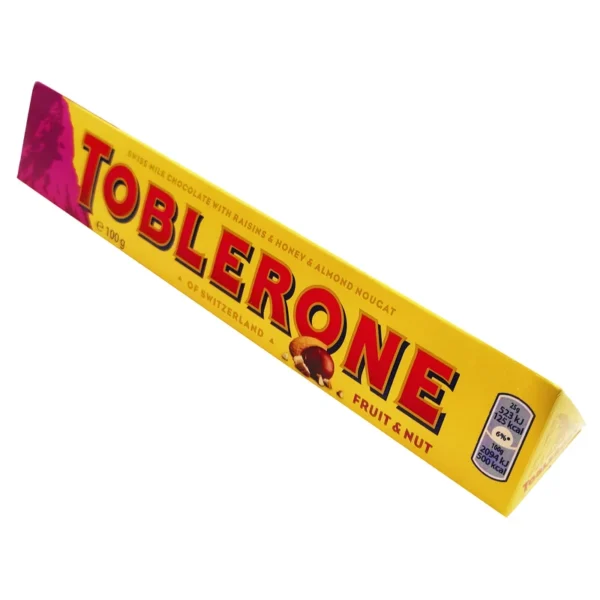 شکلات شیری با طعم عسل کشمش و نوقای بادام تابلرون 100 گرم Toblerone Fruit & Nut Chocolate Swiss Milk