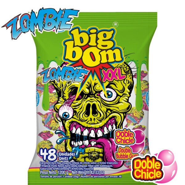 آبنبات چوبی بیگ بوم زامبی بسته 48 عددی BigBom XXL Zoombie