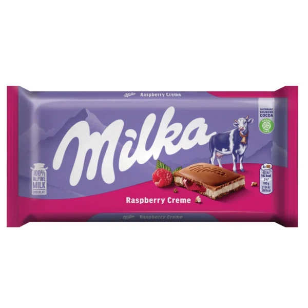 شکلات با مغز تمشک میلکا 100 گرم Milka