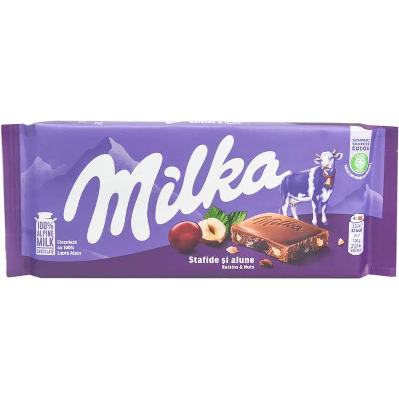 شکلات فندوق و کشمش میلکا 100 گرم Milka